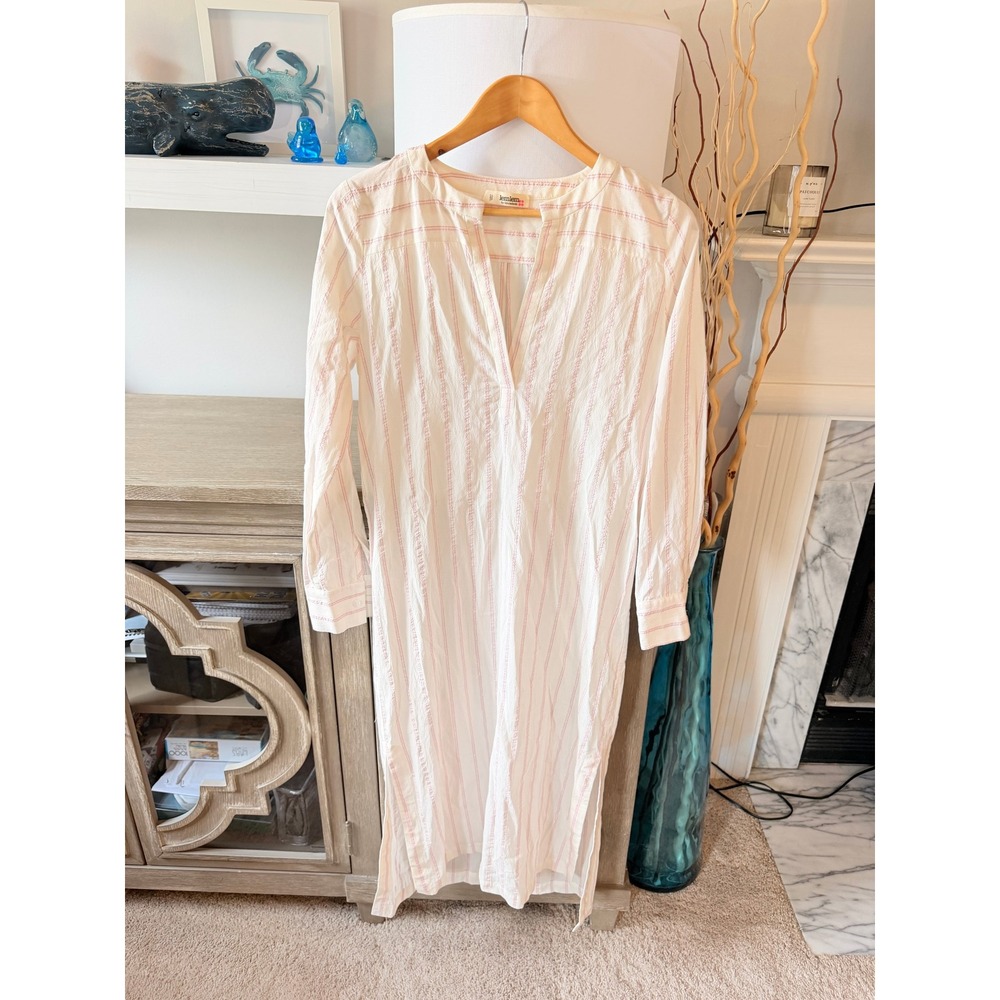 Lemlem Kaftan Dress Women White Pink Striped Long Sleeve Small